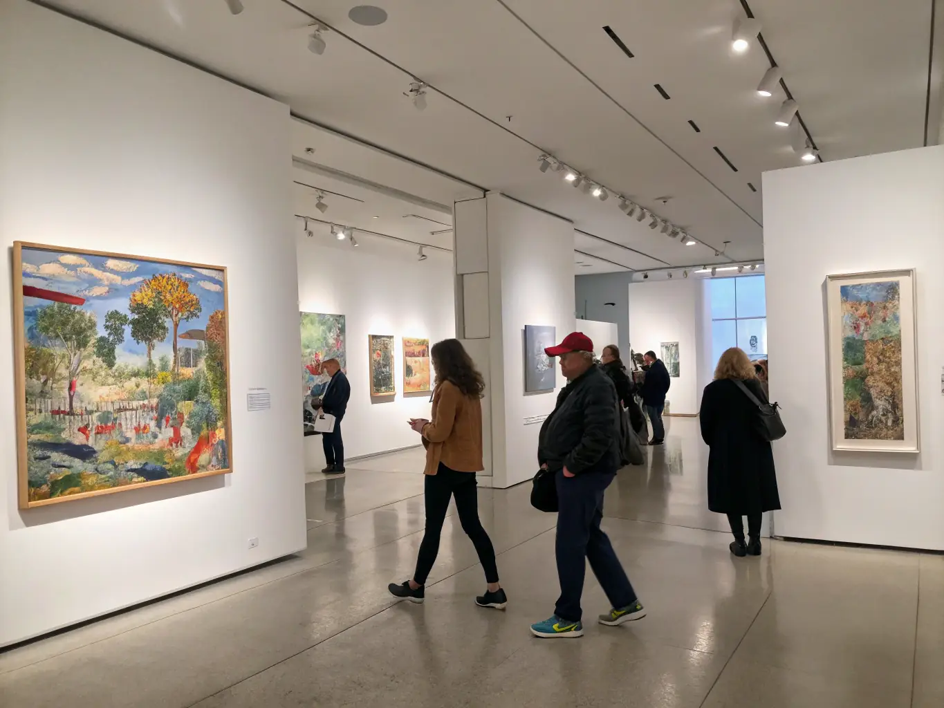 An art exhibition featuring contemporary artworks at an ELIXION-supported gallery, promoting visual arts and encouraging public interaction with art.